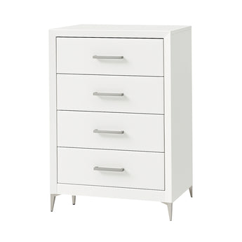 Juego Dormitorio Miami Queen Blanco Brillo LED Moderno 4 Piezas Lujoso