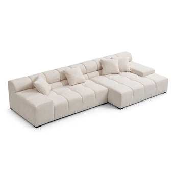 Sofá Seccional Midtown Crema Lujoso, Chaise Derecho, Confort Espuma Alta Densidad