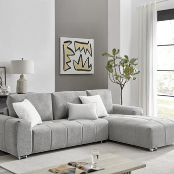 Sofá Seccional Roma Gris Claro Moderno Cómodo Elegante Tapicería Duradera Configuración Izquierda