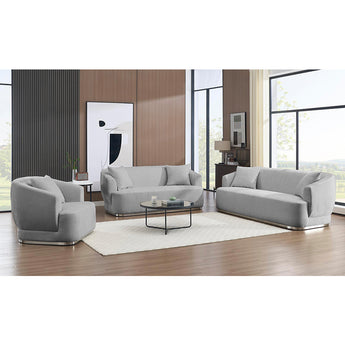 Juego de Sofá y Loveseat Mónaco Bouclé Gris Curvo Moderno para Sala de Estar