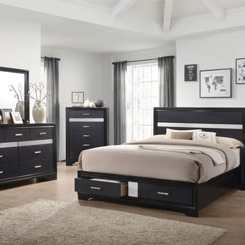 Miranda Queen 2-Drawer Storage Bed Black