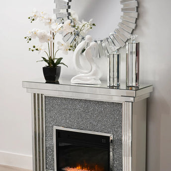 Mirrored Glass Glam Fireplace