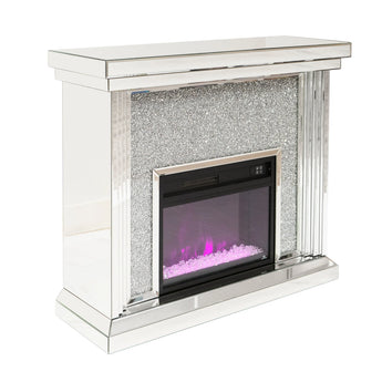 Mirrored Glass Glam Fireplace