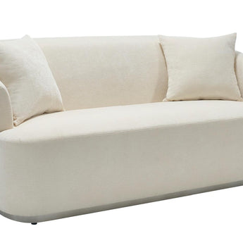 Sofá Biplaza Mónaco Curvo de Tela Bouclé Beige Grande y Cómodo Moderno