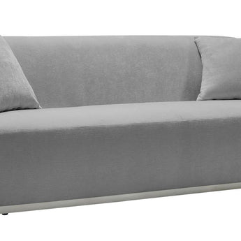 Sofá Biplaza Mónaco Gris Bouclé Curvo Lujoso: Comodidad XL, Diseño Moderno Elegante