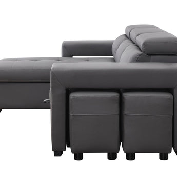 Sofá Seccional Moderno MILANO 2025 Gris con Almacenamiento y Cama Extraíble