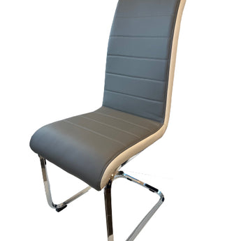 Elegante Silla Comedor New York Tela Gris Patas Blancas Diseño Moderno