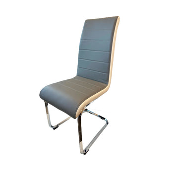 Elegante Silla Comedor New York Tela Gris Patas Blancas Diseño Moderno