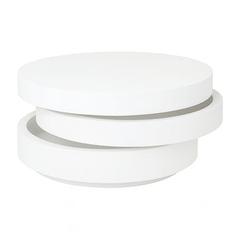 Mesa de Centro Ovvo Redonda Moderna Laca Blanca Elegante para Sala de Estar