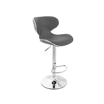 Taburete de Bar Alto Moderno, Gris, Respaldo Acolchado, Reposapiés Integrado