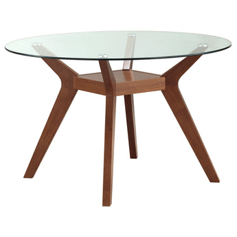 Paxton Round Glass Top Dining Table Clear And Nutmeg