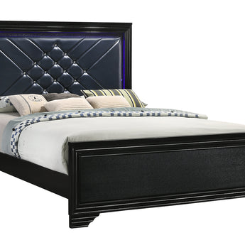 Penelope Eastern King Bed With LED Lighting Black And Midnight Star