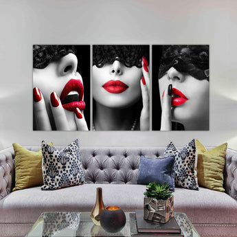 Women w/ Red Accents Glass Wall Art 24"x36"