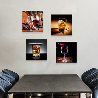 Arte de Pared Vidrio Templado Whisky Cigarro: Decoración Sofisticada para Bar