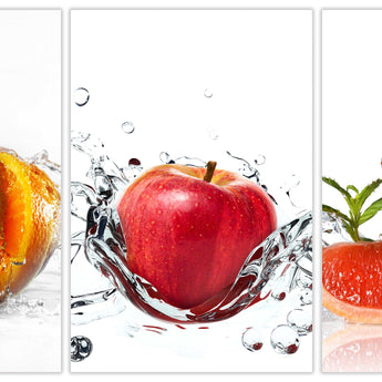 3PC Fruit Splash Glass Wall Art