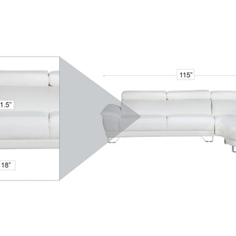 Sofá Seccional Almira Gris Izquierdo: Confort Modular, Piel Ecológica, Cabecero Ajustable