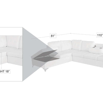 Seccional Moderno Antonella Blanco Izquierdo con Portavasos Cómodo y Versátil
