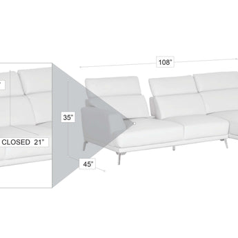 Sofá Seccional Kim Gris Derecho: Moderno, Espacioso, Piel Ecológica, Respaldo Ajustable