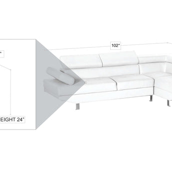 Sofá Seccional Mykonos XL Negro Derecha Lujo Moderno Reposacabezas Ajustables