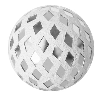 Esfera Decorativa de Mosaico Blanco Brillante - Cerámica Espejada Moderna para Hogar