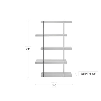 Estantería Bronx Moderna Brillo Blanco Negro con Vidrio Elegante Almacenamiento