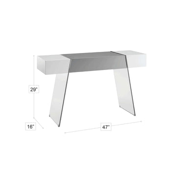 Consola Bronx Elegante Blanco Brillante Negro Patas de Cristal Moderno