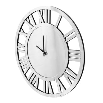 Reloj de Pared Espejado de Cristal Glamuroso Decoración Moderna Elegante Lujosa