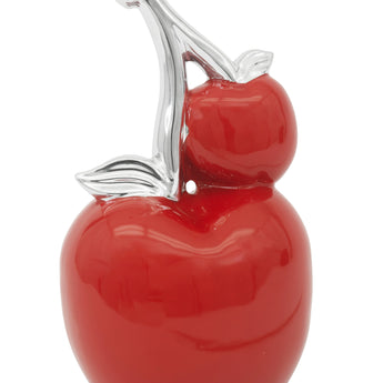 Escultura de Manzana Doble Moderna Cerámica Brillante Decoración Cocina Hogar Única