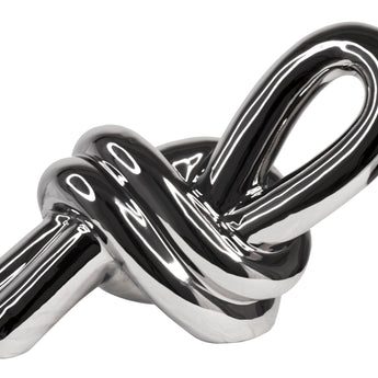 Elegante Escultura Nudo de Cerámica Plata Moderna Decoración Hogar Mesa