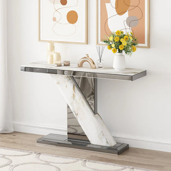 Grey Mirror & Marble Console Table