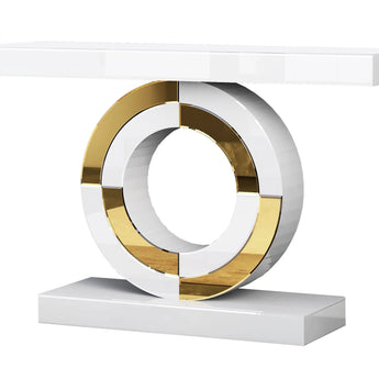 White & Gold Mirror Console Table