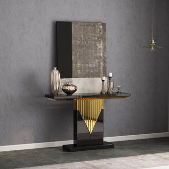 Black & Gold Mirror Console Table