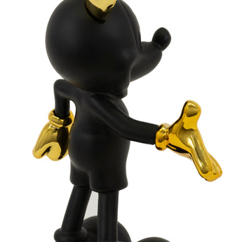 Escultura Decorativa Ratón Juguetón Resina Mate Elegante Negro Blanco Adorno Moderno