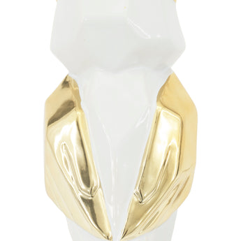 Elegante Búho Cerámico: Escultura Decorativa Moderna para el Hogar Dorado o Plateado