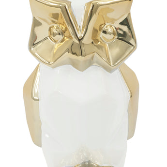 Elegante Búho Cerámico: Escultura Decorativa Moderna para el Hogar Dorado o Plateado
