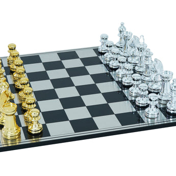 Elegante Juego de Ajedrez Decorativo de Mesa Lujoso Polystone y Cristal