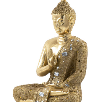 Elegante Escultura de Buda Dorada para Mesa: Paz y Armonía Interior