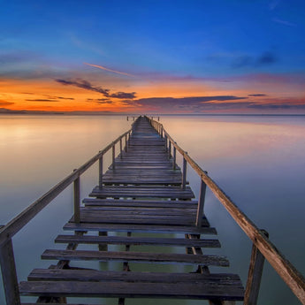 Impresionante Arte de Pared de Cristal Puente al Atardecer Sin Marco Moderno 152x91cm