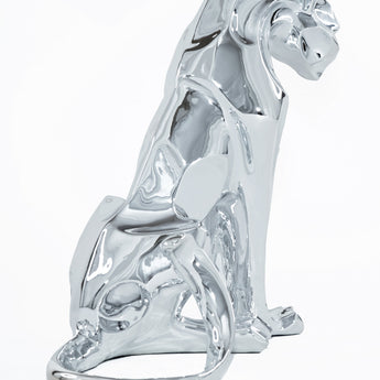 Elegante Escultura Pantera Leopardo Fibra Vidrio Brillante Decoración Hogar Oficina