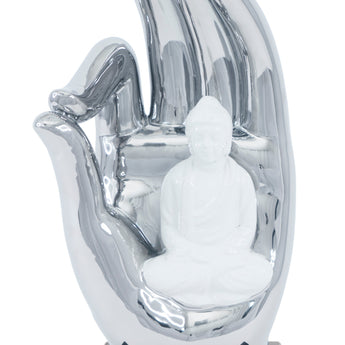 Escultura de Buda en Mano Decorativa de Mesa Cerámica Zen Armonía