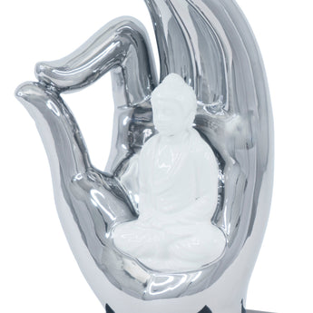 Escultura de Buda en Mano Decorativa de Mesa Cerámica Zen Armonía