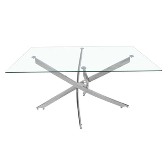 Mesa Comedor Solar Cristal Patas Cromadas | Diseño Moderno y Elegante