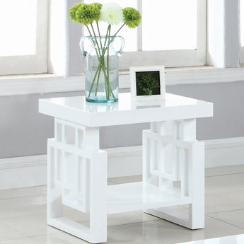 Schmitt Rectangular End Table High Glossy White - MartincFurniture
