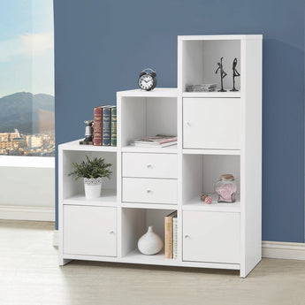 Spencer Bookcase With Cube Storage Compartments White