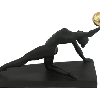 Sports Woman Black Sculpture