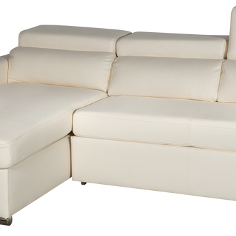 Sofá Seccional Kahlil Blanco Izquierdo: Cama Extraíble, Almacenamiento, Cabeceros Reclinables