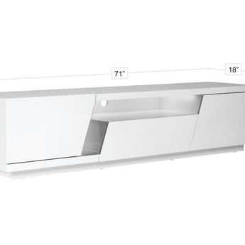 Mueble TV Adalyn Blanco Gris Laca Brillo Moderno LED Integrado