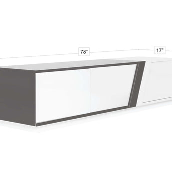 Mueble TV Adam Moderno Blanco Negro Brillante con Amplio Almacenamiento