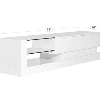 Mueble TV Bianca Blanco Brillante Moderno con Estantes de Cristal Transparente