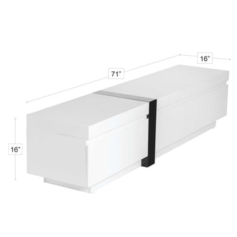 Mueble TV Camila Brillante Blanco y Negro, Moderno Centro Entretenimiento, 198cm